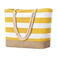 thumbnail image 2 of LEFXSMR Beach Bags for Women, Beach Bags Waterproof Sandproof with Striped Design, Portable Washable Tote Bag for Swim Pool & Outdoor Use, Yellow, 2 of 6