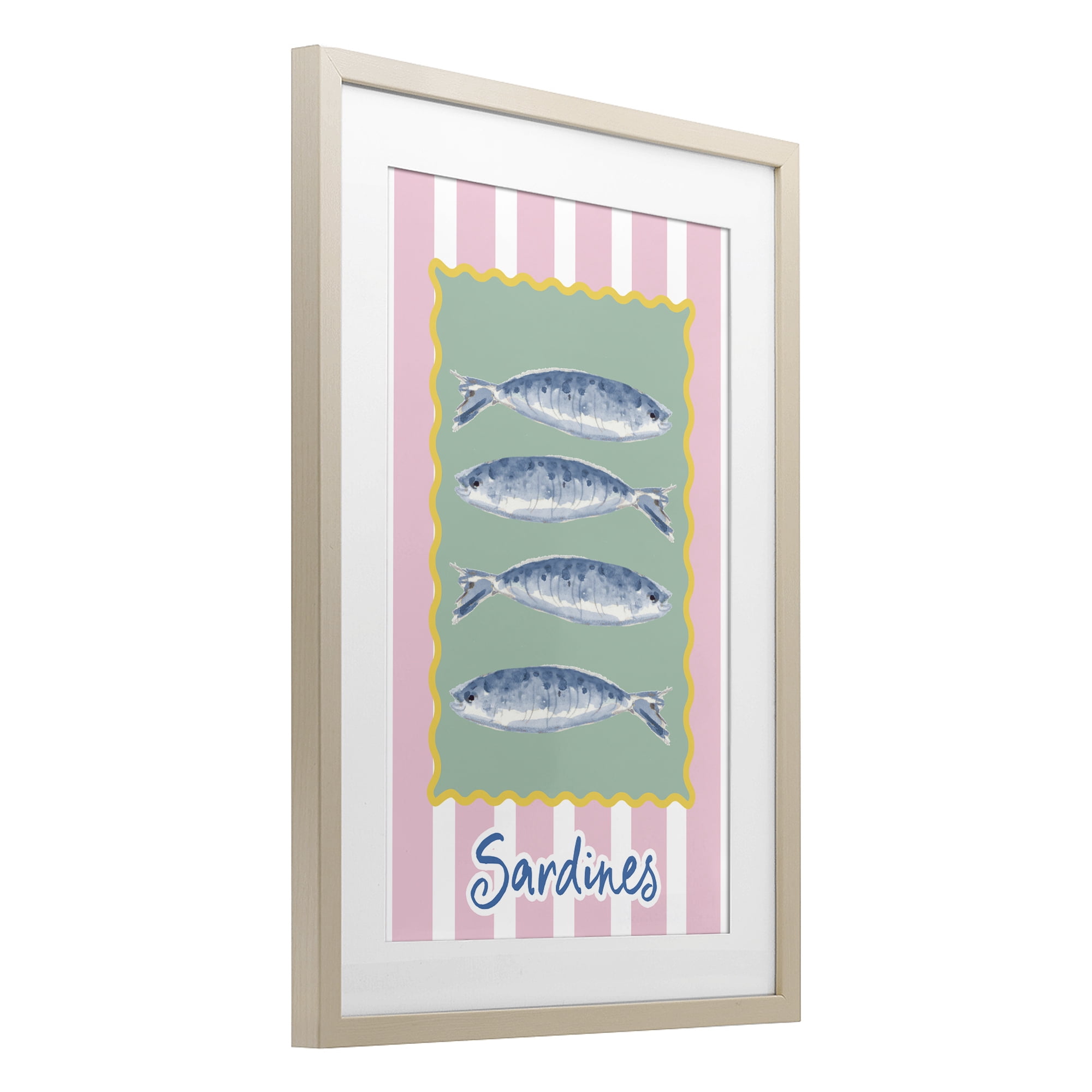 Stupell Industries Pastel Striped Sardines Birch Framed Print Under Glass, design by Patricia Pinto