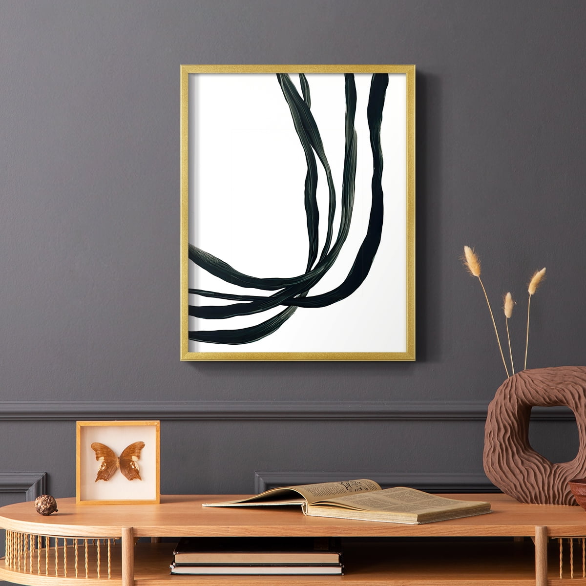 Onyx Ribbon I in Gold Solid Wood 8 x 10 Framed Print
