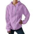 thumbnail image 4 of Holzkary Zip Up Cardigan Sweatshirts for Women and Pure Color Long Sleeved Knitted Zipper Sweater Long Sleeve Lightweight Hoodie Oversized Casual Hoodies Sweater Fashion Jackets Purple M, 4 of 9