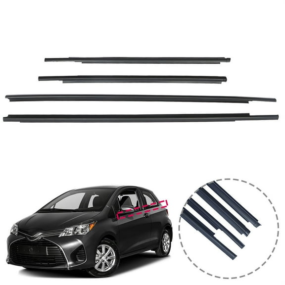 labwork Window Weatherstrip Moulding Trim Seal Belt 4PCS For 2007-16 Toyota Yaris Sedan