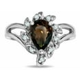 thumbnail image 2 of Star K � Pear Shape 8x6 Genuine Smoky Quartz Halo Split Shank Ring, 2 of 9