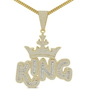 14k Yellow Gold Finish Crown Initial Letter popular Alphabet Unisex Charm Pendant +Chain