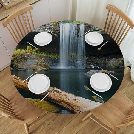 

Elastic Edge Vinyl Fitted Tablecloth Design Heavy Duty Vintage Old World Map Table Cover Waterproof Oil-Proof PVC Table Cloth Stain-Resistant Wipeable for Round Table Diameter