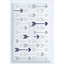 Grey and Navy Arrow Print Light Switch Plate and Outlet Covers Grey Woodland Nursery Decor for Baby Boys or Girls