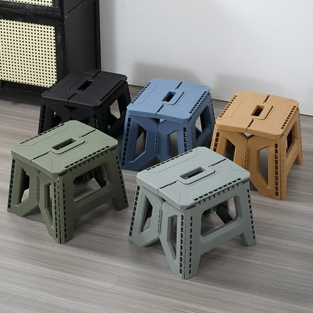 Callipe Plastic Folding Stool with Portable Handle Hold 400Lbs Lightweight Heavy Duty Outdoor Camping Hunting Picnic Fishing Mini Collapsible Chair Seat