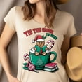 thumbnail image 4 of Tis The Season To Read T-Shirt | Gingerbread Hot Cocoa Book Lover Tee, Dark Heather, Size 3XL, 4 of 6