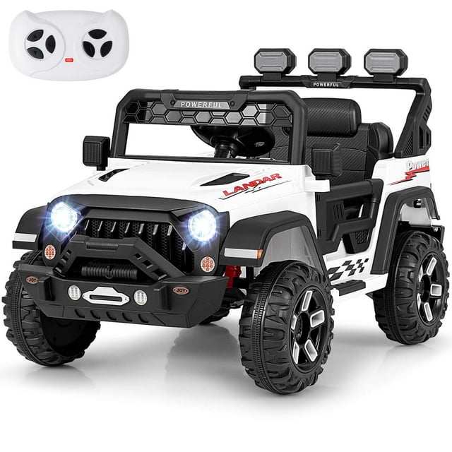 Costway 12V Kids Ride On Truck with 2*12V Motors Spring Suspension & Remote Control White