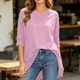 thumbnail image 4 of Bosfbaoi Plus Size Tunic Tops for Women Notched V Neck 3/4 Sleeve Loose Casual Blouse with Side Pockets, 4 of 7