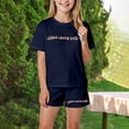 thumbnail image 2 of newwalpole Girl's 2 Piece Outfits Cherry Bow Graphic Tee Shirt and Shorts Set Cute Summer Outfits Dark Blue for Size 9-10 Years, 2 of 4