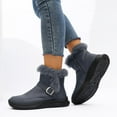 thumbnail image 3 of Womens Furry Mid Calf Snow Boots Fashion Casual Suede Wide Toe Fleece Lined Fuzzy Winter Walking Ankle Booties Blue Size 6, 3 of 7