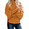 thumbnail image 2 of Yellow Womens Tops Women's Winter New Mid Neck Loose Long Sleeve Knitted Solid Color Sweater Fall Outfits for Women 2025, 2 of 6