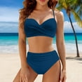thumbnail image 2 of KONDYS Women's High Waisted Bikini Sets Sporty Two Piece Swimsuit Color Block High Cut Bathing Suits Stylish Breathable Women's Beachwear, 2 of 5