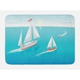 thumbnail image 1 of Blue Nautical Bath Mat, Top View of Sailing Boats with the Sun Beaming in the Horizon, Plush Bathroom Decor Mat with Non Slip Backing, 29.5" X 17.5", Sea Blue and Multicolor, by Ambesonne, 1 of 2