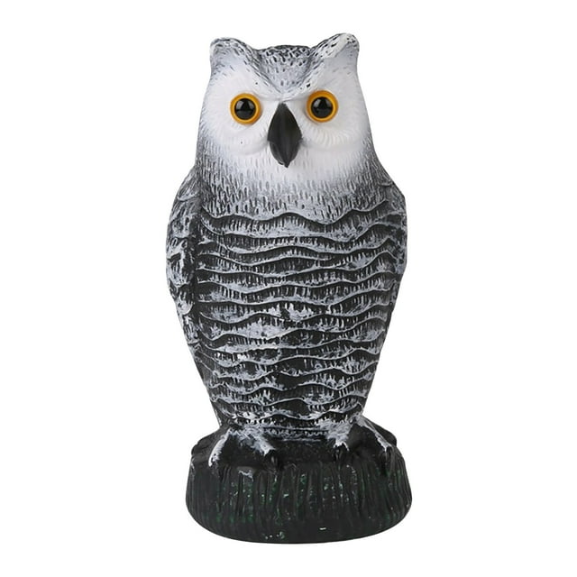 Pompotops Fake Owl Bird Scarecrow Decoy Plastic Outdoor Ornament 13*14*27cm