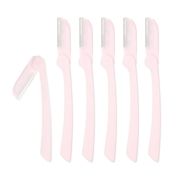 6 maquinillas de afeitar para cejas para mujeres, maquinilla de afeitar facial plegable, recortadora de cejas de acero inoxidable, herramienta de nivelación rosa