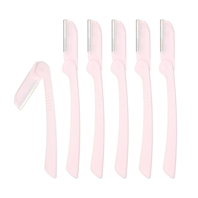6 maquinillas de afeitar para cejas para mujeres, maquinilla de afeitar facial plegable, recortadora de cejas de acero inoxidable, herramienta de nivelación rosa