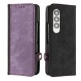 thumbnail image 1 of ELEHOLD for Samsung Galaxy Z Fold 3 2021 7.6" Wallet Case with Detachable Wrist Strap Handbag, Luxury PU Leather Flip Soft TPU Built-in Magnetic Card Slots Kickstand Function Shockproof Case,Purple, 1 of 5
