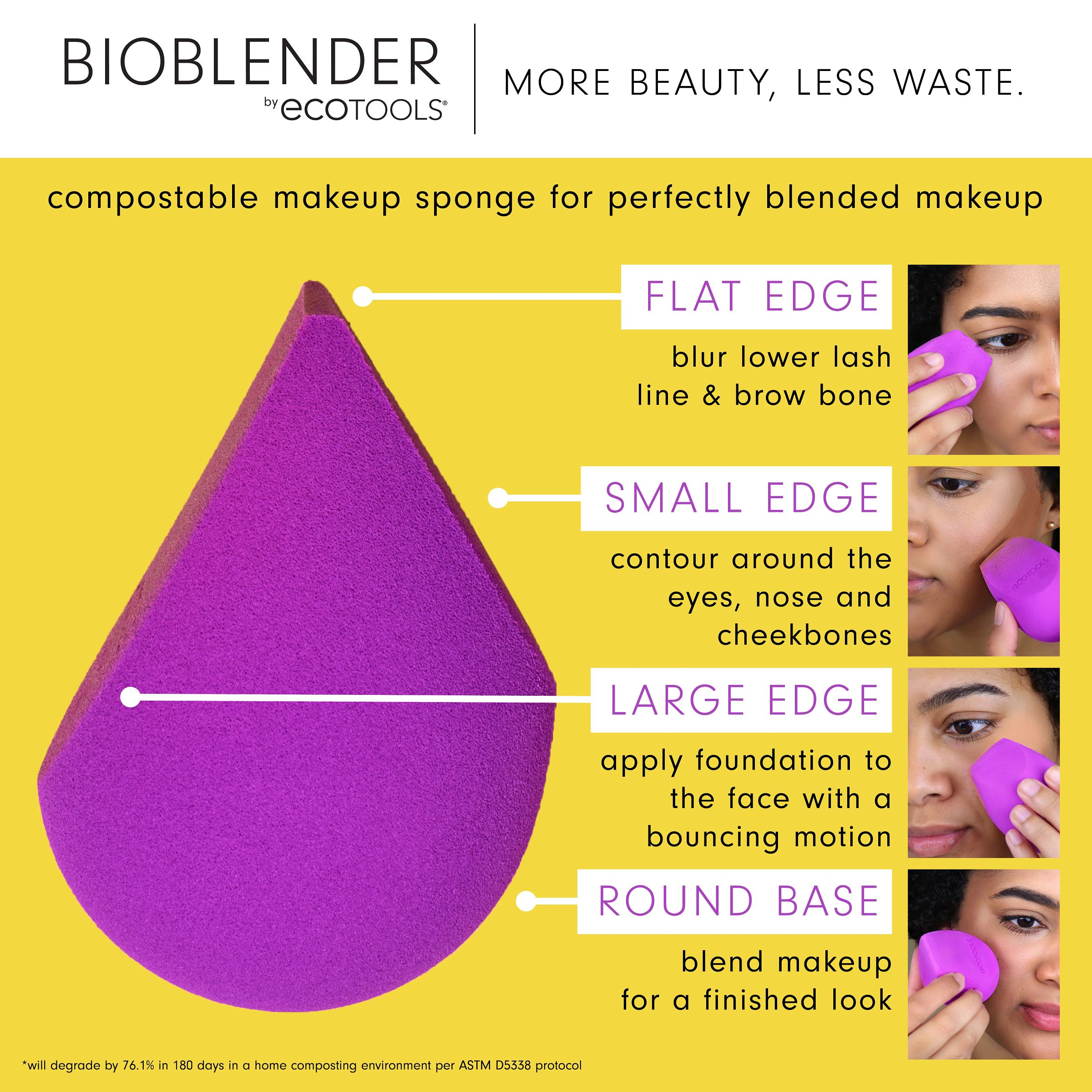 EcoTools Bioblender Makeup Sponge Duo, for Liquid and Cream Foundation, Purple, 2 Count - image 6 of 18