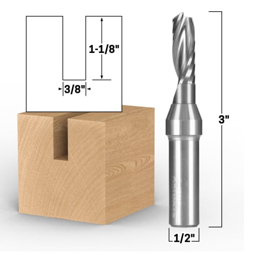 3/8" Diameter O Flute Upcut Spiral End Mill CNC Router Bit - 1/2" Shank - Yonico 31027