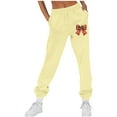thumbnail image 2 of successthop Christmas Sweatpant for Women Fleece Drawstring Sportpants ELastic Bow Printed Lightweight Joggers Trousers, 2 of 8