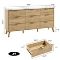 thumbnail image 2 of Fluted Dresser for Bedroom with 9 Deep Drawers, 60.6 in Wide Modern Chest of Drawers, Wooden Dresser TV Stand, Curved Profile Design, for Living Room, Kids Room, Hallway, White/Natural/Walnut, 2 of 8