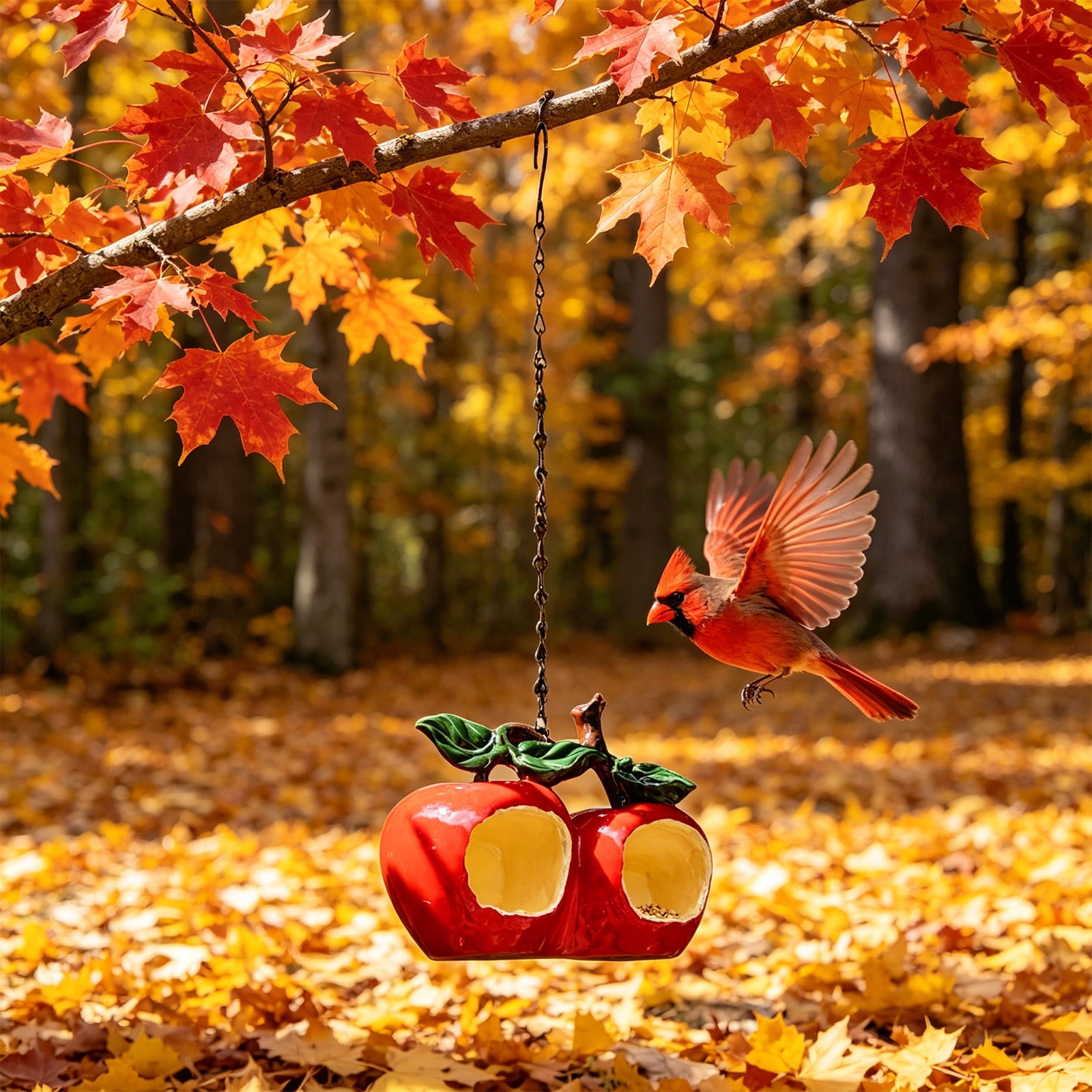 Cadancy Fruit Shaped Bird Feeder Outdoor Hanging Wild Bird Seeds Feeder Resin Garden Decor Patio Yard Decoration landscape Ornament Novetly Housewarming Gift