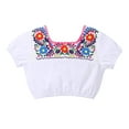 thumbnail image 4 of IBTOM CASTLE Toddler Baby Girls Mexican Traditional Fiesta Cinco de Mayo Outfit Floral Print Top + Skirt + Headband Photo Shoot Clothes 6-12 Months Hot Pink, 4 of 8