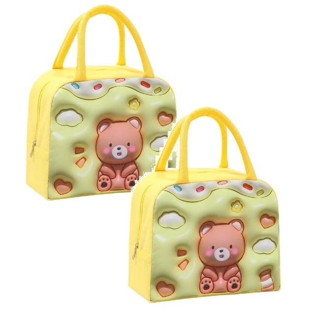 Oleegame 2 Pcs Sac de Rangement pour Produits, Sac à Main Isolé, Sac à Lunch, Sac à Lunch, Chiot Brun (Isolation 3D) Jaune