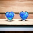 thumbnail image 5 of Opal Sterling Silver 925 Heart Gemstone Post Earrings 66 mm, 5 of 5