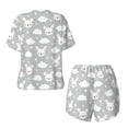 thumbnail image 5 of Naloa Rabbit And Cloud Women's Short-Sleeved Pajama Set, Loungewear, Summer pajamas, Breathable Cozy - XX-Large, 5 of 9