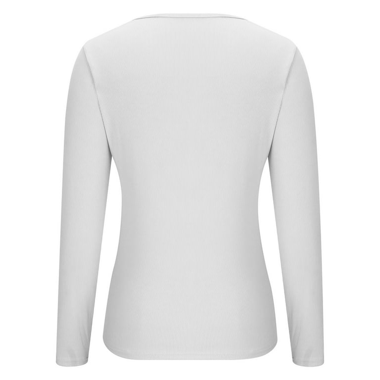 WCMZJ Womens Tops Long Sleeve Henley Shirts Fitted Low Cut