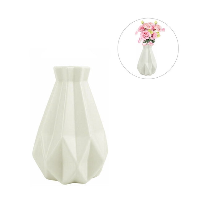 Advancent Florero geométrico moderno arreglo de flores para el hogar sala de estar plástico estilo nórdico decoración del hogar ornamento decoración Decoración del hogar 3505 blanco leche Advancent HA001856-04
