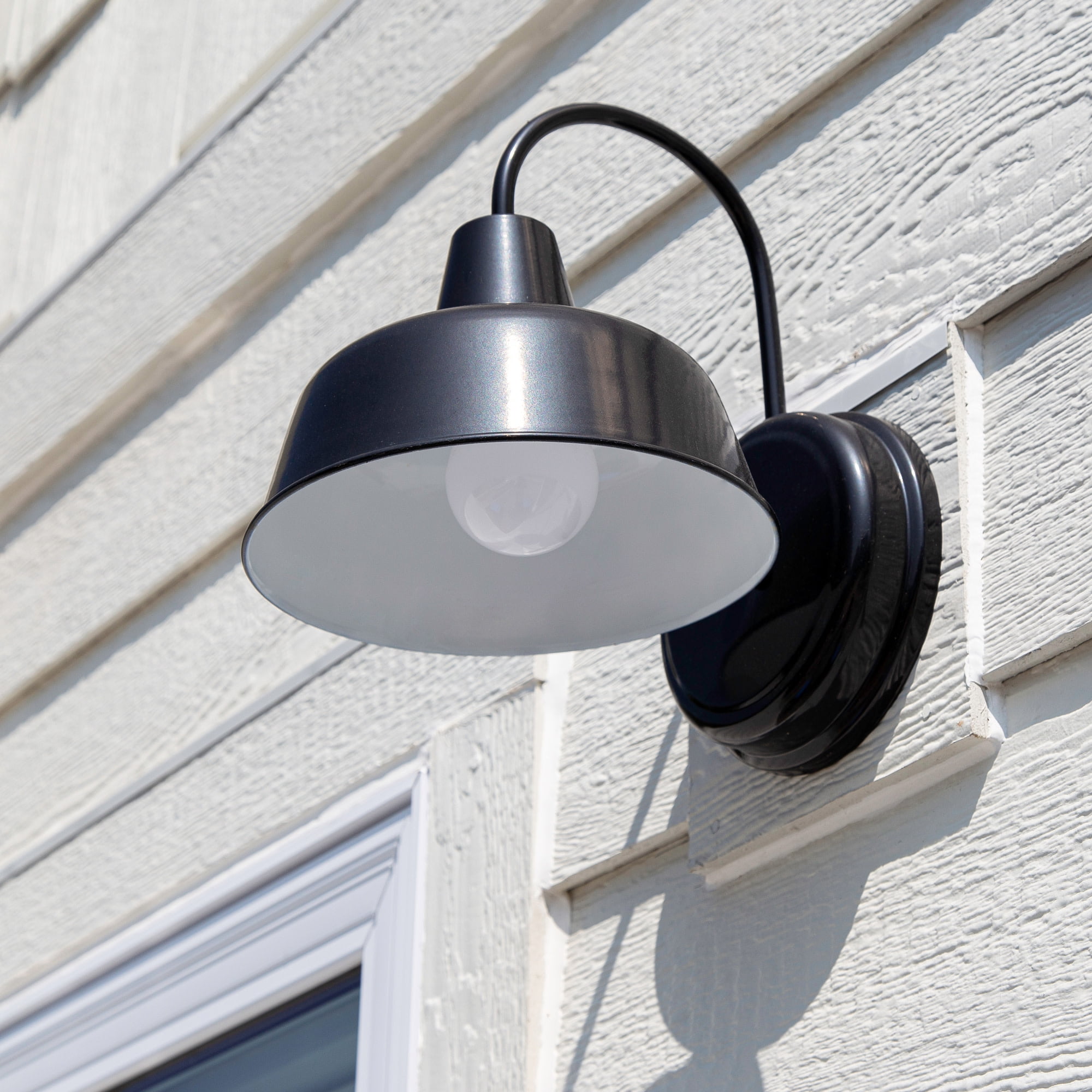 Mason Barn Light Indoor/Outdoor Wall Mount Modern Industrial Farmhouse Design House Wall Light for Patio, Garage, Bathroom, Office, Kitchen, 8-Inch, Satin Black, WM757936