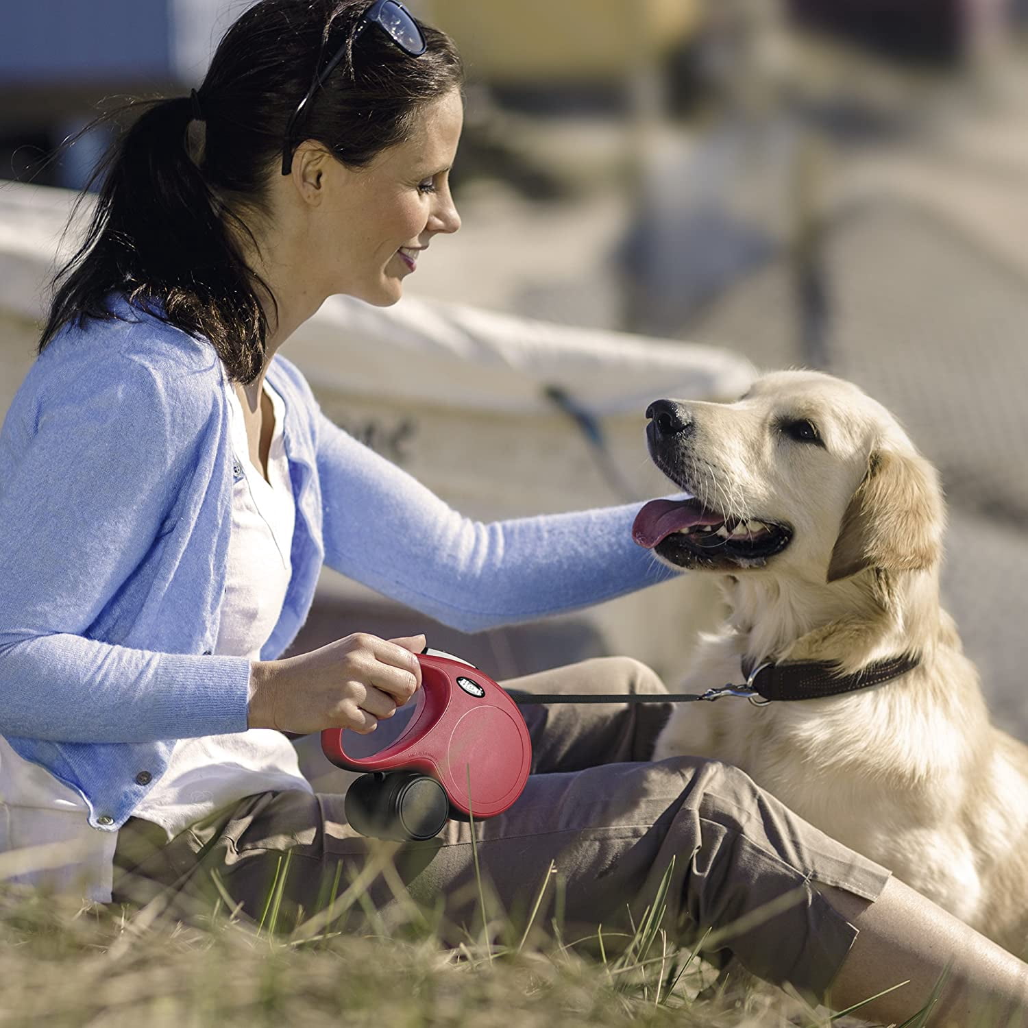 FLEXI New Classic Retractable Dog Leash (Cord), 26 ft, Small, Red