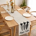 thumbnail image 3 of Table Runner 72 Inches Long for Kitchen Dining, Happy Easter Dresser Scarf Farmhouse, Dining Table Decorations for Wedding/Parties, Black Plaid Carrots Spring Country Beige 18 x 72 In, 3 of 8