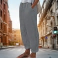 thumbnail image 4 of Harem Pants Solid Color Pockets Summer Elastic Waist Straight Leg Sweatpants Streetwear, 4 of 8