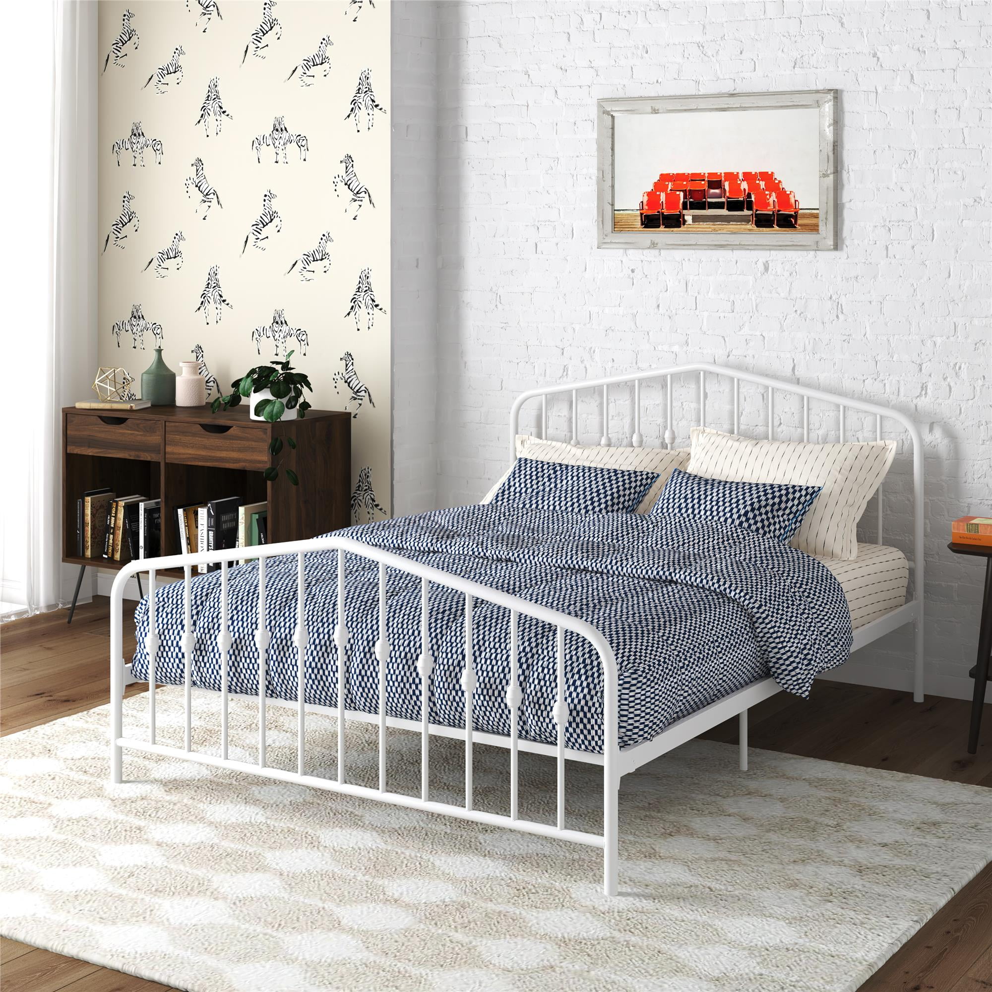 Novogratz Bushwick Metal Bed, Full, Off White
