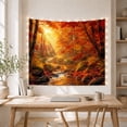 thumbnail image 5 of Autumn Forest Stream with Sunlit Trees and Mossy Rocks, Serene Rustic for Nature Lovers, Landscape Wall Art, Thanksgiving Gift, Tapestry Wall Hanging for Bedroom and Living Room, 5 of 7