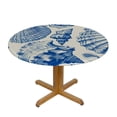 thumbnail image 3 of HAOXIT Sea Shells Tablecloth Vintage Blue Beautiful Sea Cockleshell Nautical Beach Round Table Cloth Washable Table Cover for Kitchen Dining Tabletop Decoration Round Tables 54-58, 3 of 8