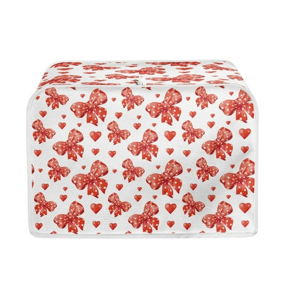 SEANATIVE Red Heart Bow Toaster Cover 2 Slice Durable Kitchen Toaster Covers Home Decor Foldable Toaster Covers for Kitchen Wide Slot Valentine's Day Gift