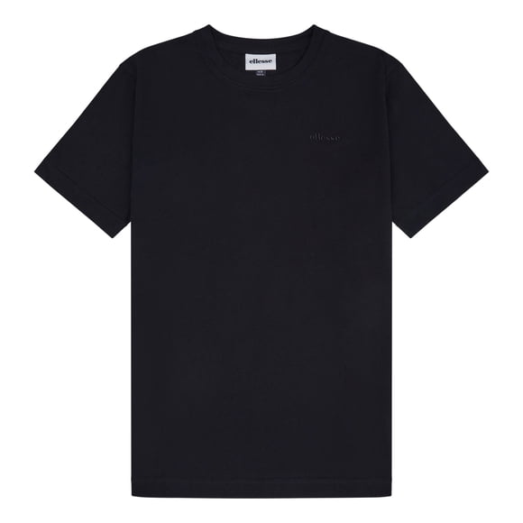 ellesse Camiseta para hombre - ACCIANO, manga corta, cuello redondo, logotipo, algodón, liso Negro L (Large)