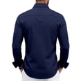 thumbnail image 5 of Mens Long Sleeve Dress Shirts, Polyester Stretch Work Shirts, Business Casual Button Down Blouse with Double Button Cuffs Navy S, 5 of 5