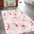 thumbnail image 2 of Rectangle Area Rugs 4 x 6 Ft, Pink Flower Non-Slip Residential Carpet, Watercolor Floral Botanical Line Drawing Print Indoor Crawling Mats Runner Rugs for Living Room/Dining Room/Bedroom, 2 of 8