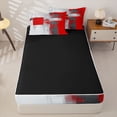 thumbnail image 4 of Homewish Red Abstract Ombre Zipper Twin Comforter Sets with Fitted Sheet and 2 Pillowcases,Grunge Aesthetic Zipper Bedding Set,Black Reversible,4pcs, 4 of 8