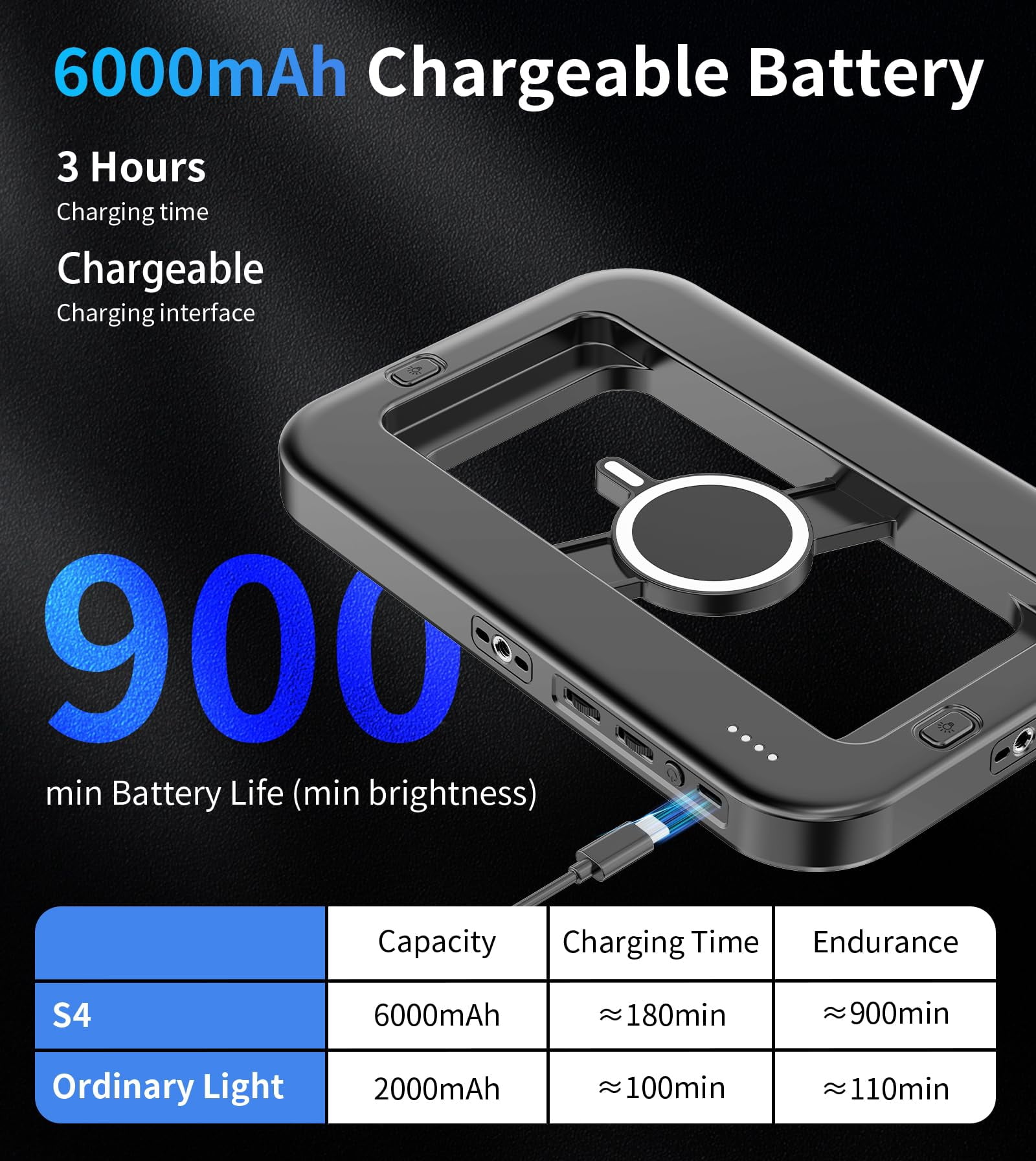 Magnetic 6000mah Rgb Selfie Ring Light For 448 Led Rechargeable Phone With Mini Tripod Stand  Double-sided Handheld Stabilizer Magsafe/phones/video Recording/photos