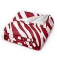 thumbnail image 2 of DouZhe Ultra-Soft Micro Fleece Lightweight Flannel Bed Blanket, Red Zebra Texture Print Cozy Warm Throw Blankets, 80"x60", 2 of 7