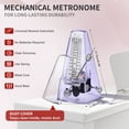 thumbnail image 3 of Uxcell Mechanical Metronome, Metronome for Piano, Guitar, & Other Instruments, Loud Sound and High Precision Track Beat for Beginners,Transparent Purple, 3 of 7