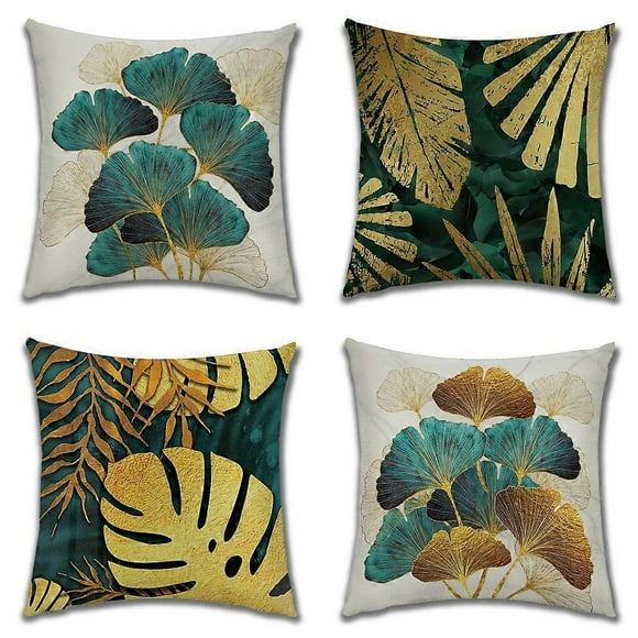 4pcsVintage Linen Fabric Cushion Coversgreen