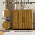 thumbnail image 3 of Wiilayok 31.5 Inch Mid Century Modern Sideboard Buffet Cabinet Oak Arched Doors Storage Credenza Media Console, 3 of 8